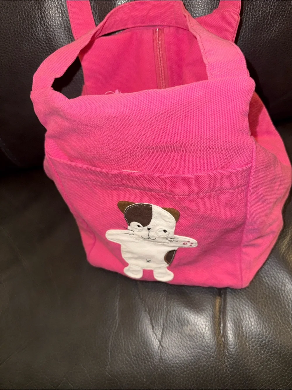 Super cute Kokocat Pink Canvas Tote Bag with Cat Appliqués